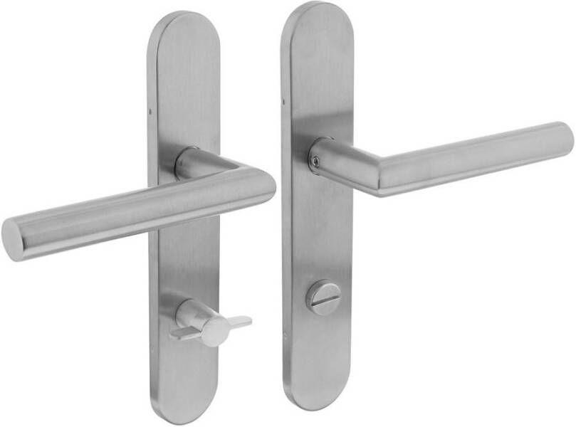 Intersteel Deurkruk Jura op schild verdekt ovaal 219x40mm met nokken wc 72 8mm rvs EN1906 4