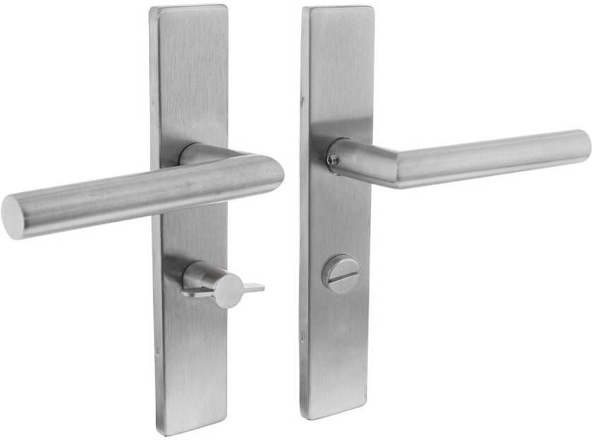 Intersteel Deurkruk Jura op schild verdekt rechthoekig 219x40mm met nokken wc 55 8mm rvs EN1906 4