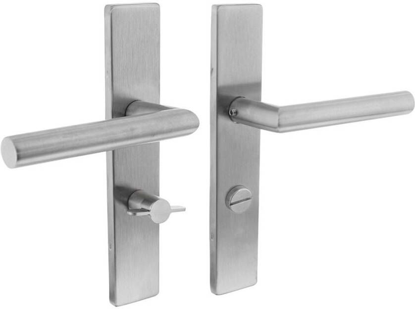 Intersteel Deurkruk Jura op schild verdekt rechthoekig 219x40mm met nokken wc 63 8mm rvs EN1906 4