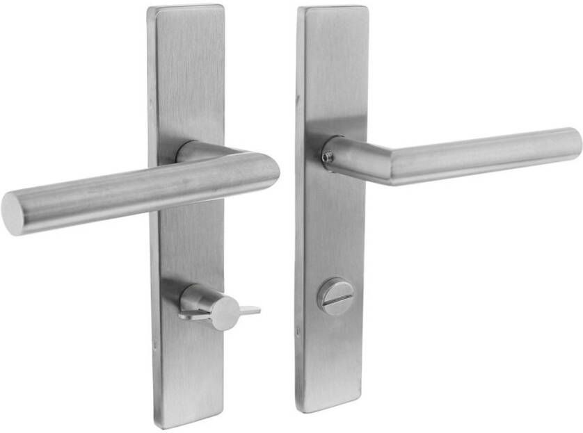 Intersteel Deurkruk Jura op schild verdekt rechthoekig 219x40mm met nokken wc 72 8mm rvs EN1906 4