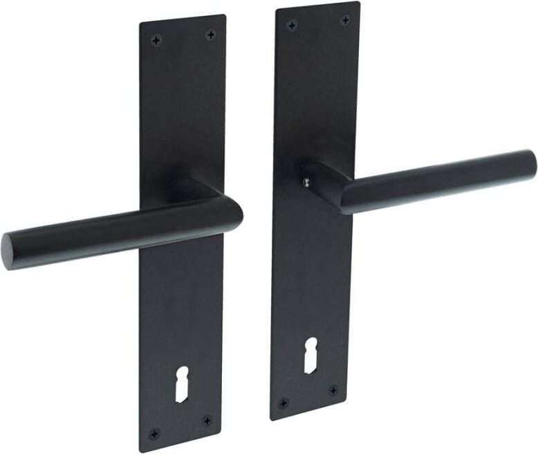 Intersteel Deurkruk Jura recht Hoek 90° met schild 250x55x2mm sleutelgat 110mm zwart