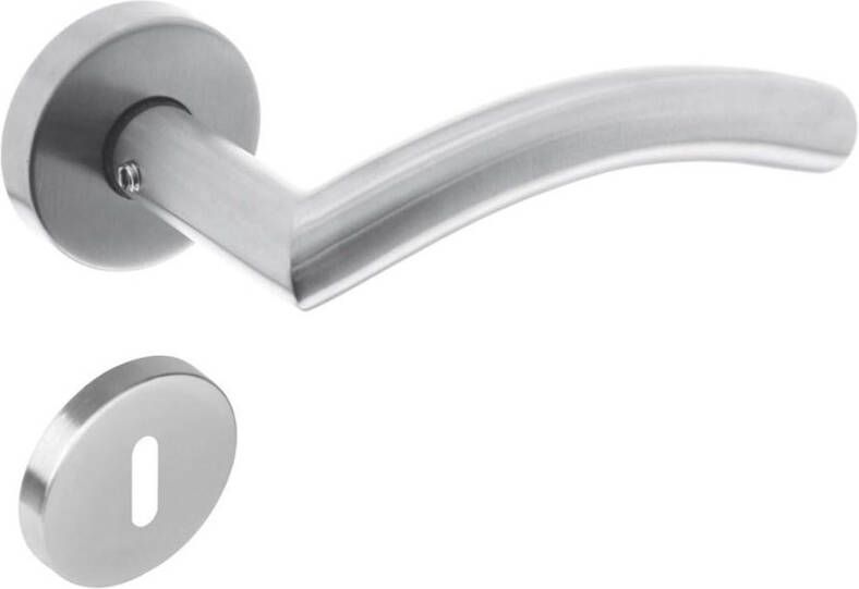 Intersteel Deurkruk Lisa hoek 90° met geveerde rozet met sleutelgat plaatjes ATP RVS