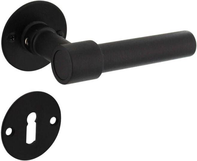 Intersteel Deurkruk L L recht met rozet ø50x2mm en sleutelrozetten structuur zwart