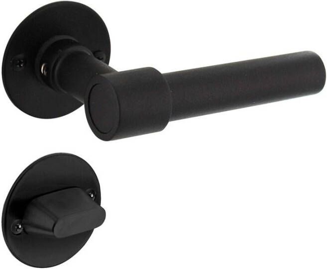 Intersteel Deurkruk L L recht met rozet ø50x2mm en WC-sluiting met stift 8x8mm structuur zwart