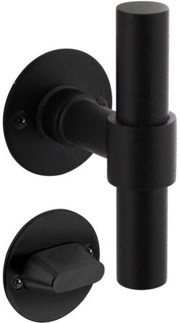 Intersteel Deurkruk L T recht met rozet ø50x2mm en WC-sluiting met stift 8x8mm structuur zwart