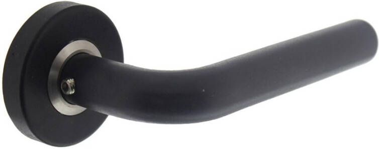 Intersteel Gatdeel deurkruk Luzern op ronde rozet met ring met veer RVS mat zwart