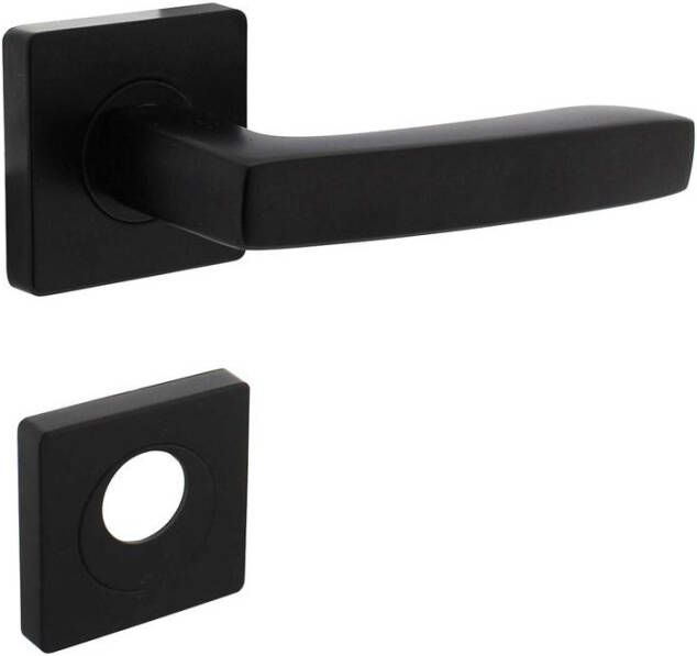 Intersteel Deurkruk Minos op vierkant rozet + nokken incl. rondcilinderplaatjes mat zwart