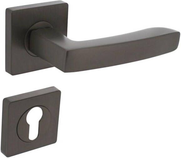 Intersteel Deurkruk Minos op vierkante rozet met nokken 55x55x10mm en profielcilinderplaatjes antraciet-grijs