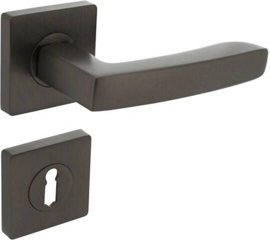 Intersteel Deurkruk Minos op vierkante rozet met nokken 55x55x10mm en sleutelplaatjes antraciet-grijs
