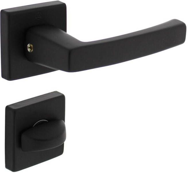 Intersteel Deurkruk Moora met rozet verdekt 50x50x10mm met nokken en WC-sluiting met stift 8x8mm zwart
