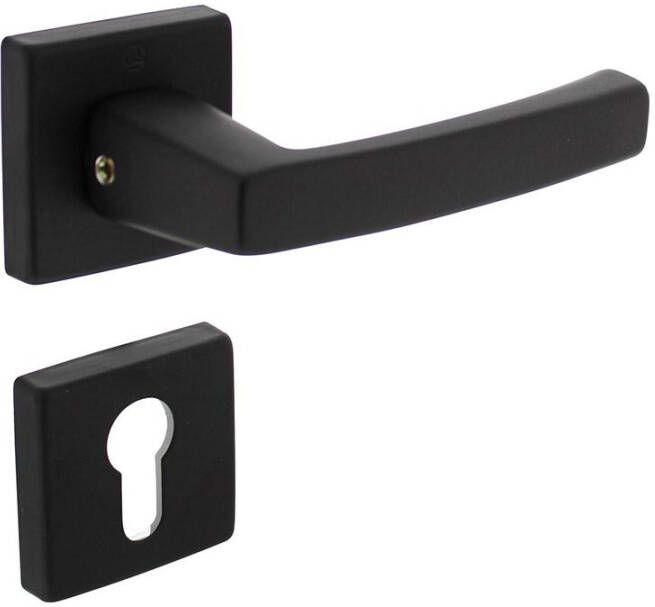 Intersteel Deurkruk Moora op rozet 50x50x10 mm + 7mm nokken met profielcilinderplaatjes zwart