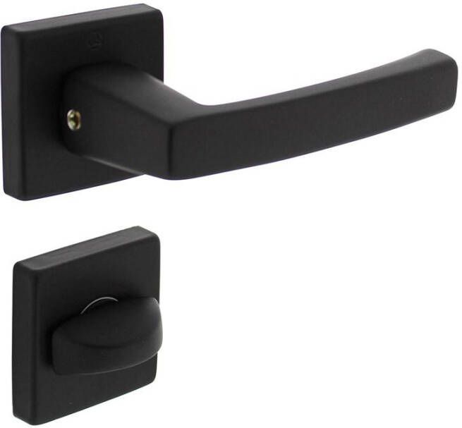 Intersteel Deurkruk Moora op rozet 50x50x10 mm + 7mm nokken met WC-sluiting 8mm zwart