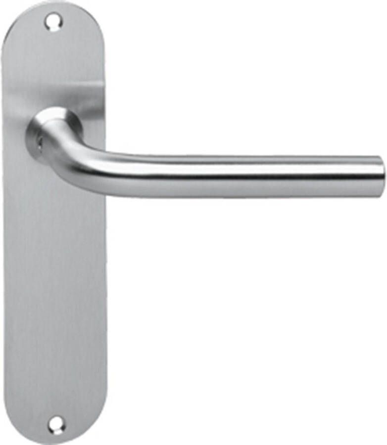 Intersteel Deurkruk recht ø16mm slank op schild plat ovaal WC72 8mm RVS