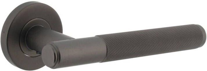 Intersteel Gatdeel rechts Rombo ruit motief op geveerde stalen rozet met nokken ø53x8mm rvs antraciet-grijs