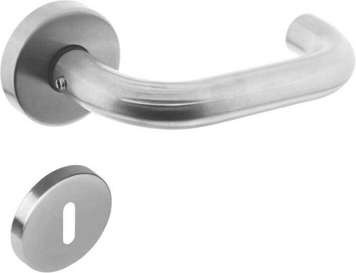 Intersteel Deurkruk Rond met geveerde rozet met sleutelgat plaatjes ATP RVS