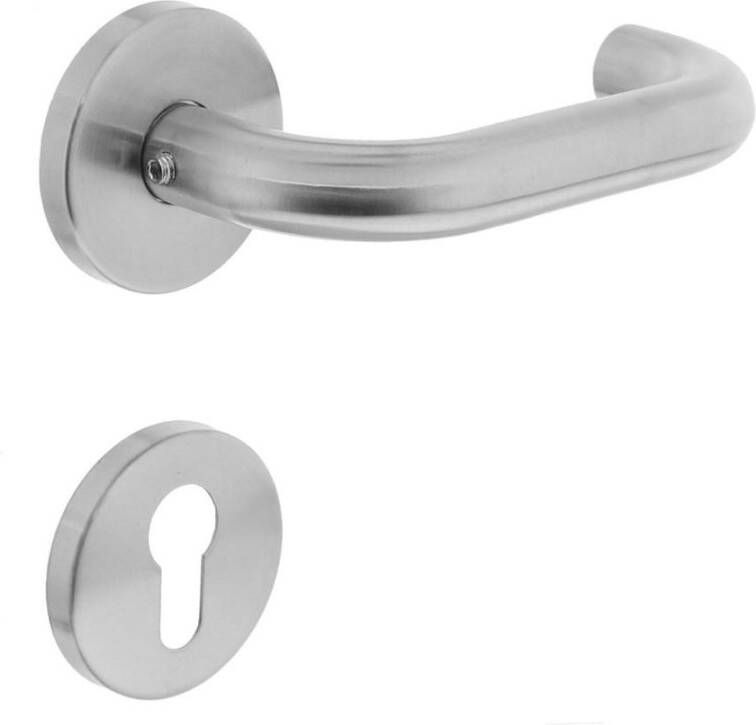 Intersteel Deurkruk Rond op rond rozet met profielcilindergat plaatjes RVS