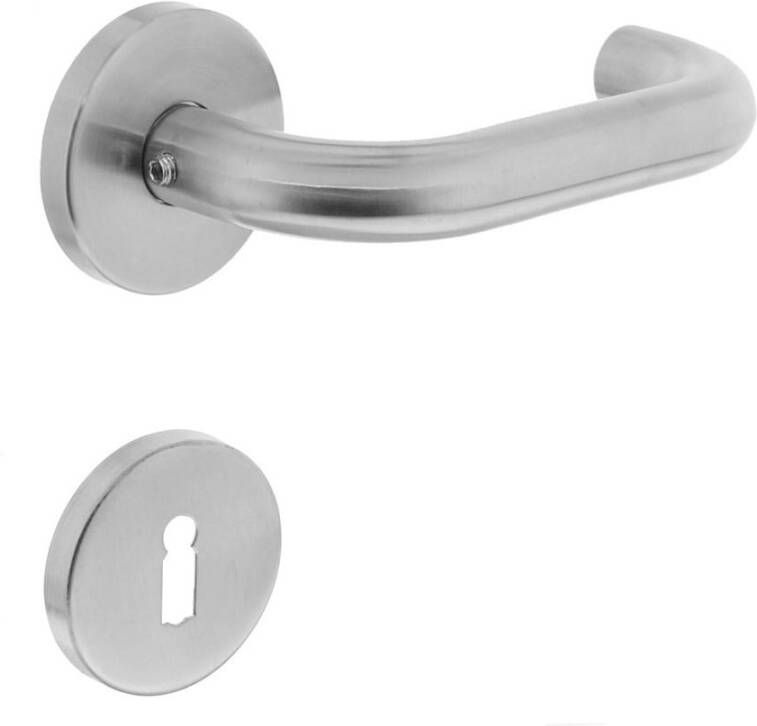 Intersteel Deurkruk Rond op rond rozet met sleutelgat plaatjes RVS