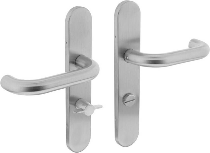 Intersteel Deurkruk Rond op schild verdekt ovaal 219x40mm met nokken wc 63 8mm rvs EN1906 4