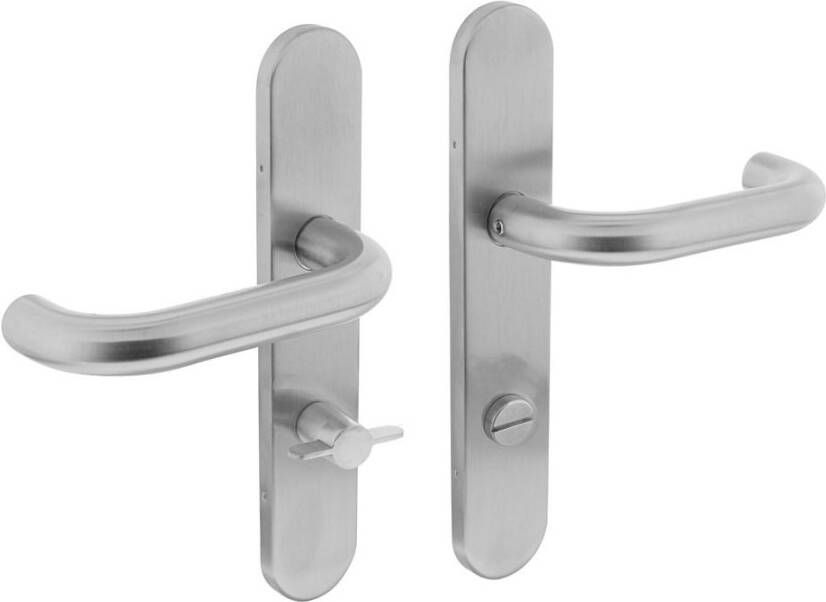 Intersteel Deurkruk Rond op schild verdekt ovaal 219x40mm met nokken wc 78 8mm rvs EN1906 4