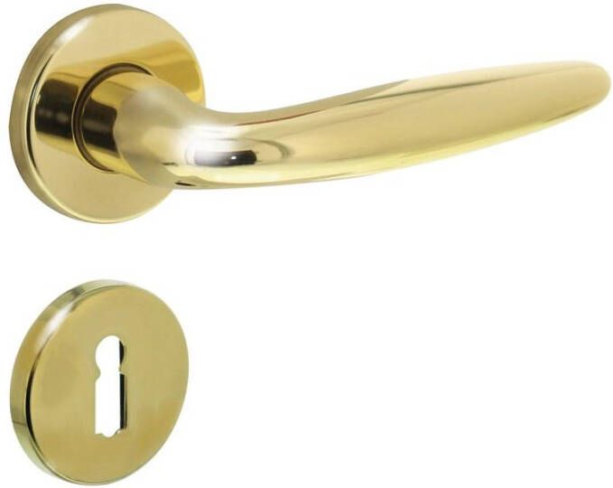 Intersteel Deurkruk Sigaar op rozet verdekt ø49x7mm en sleutelrozetten messing gelakt