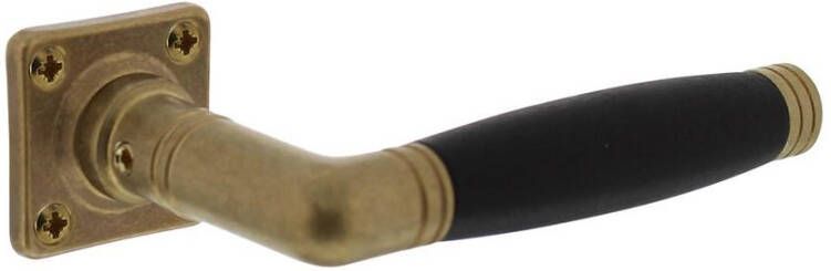 Intersteel Deurkruk Ton 222 met rozet 38x38x7mm messing getrommeld ebbenhout