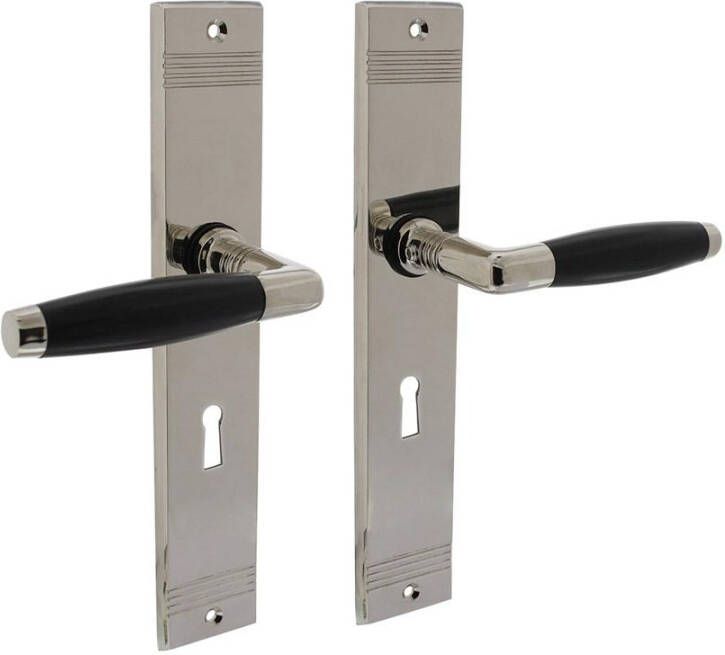 Intersteel Deurkruk Ton basic met schild groef 235x43x5mm sleutelgat 56mm nikkel