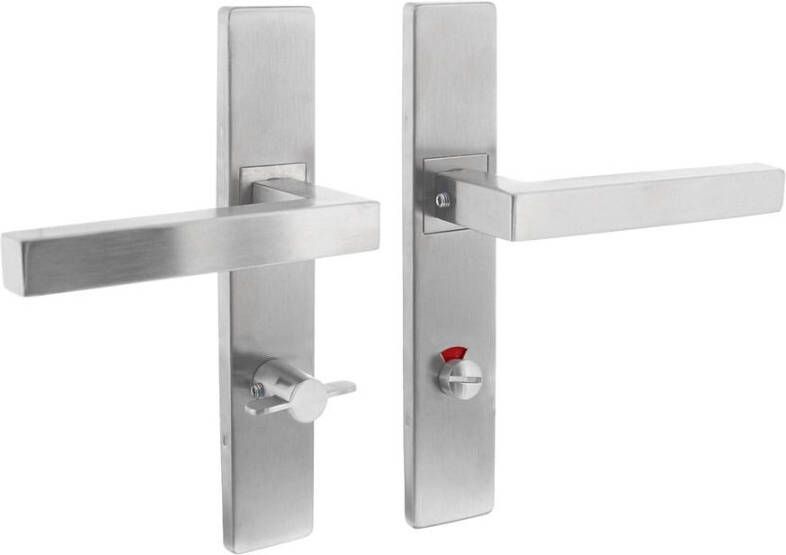 Intersteel Deurkruk Vierkant op schild verdekt rechthoekig 219x40mm met nokken wc 78 8mm rvs EN1906 4
