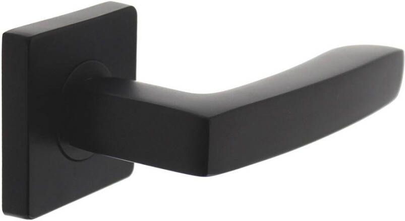 Intersteel Gatdeel deurkruk Minos op vierkant rozet 7mm nokken mat zwart rechts wijzend