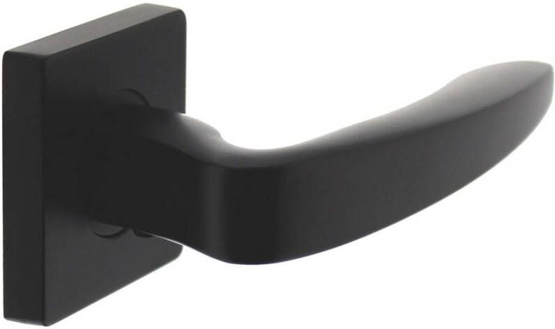 Intersteel Gatdeel deurkruk Zeus op vierkant rozet 7mm nokken mat zwart rechts wijzend