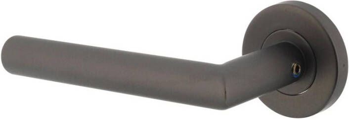 Intersteel Gatdeel links Hoek 90° op geveerde stalen rozet met nokken ø53x8mm rvs antraciet-grijs