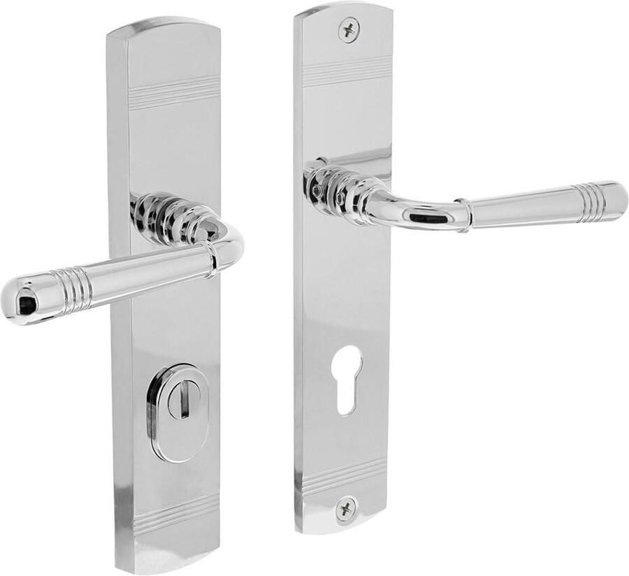 Intersteel Achterdeurbeslag Emily kruk kruk profielcilindergat 72mm met kerntrekbeveiliging verchroomd