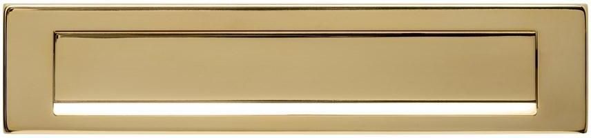 Intersteel Briefplaat rechthoekig 340x75mm met klep regenrand PVD messingkleur