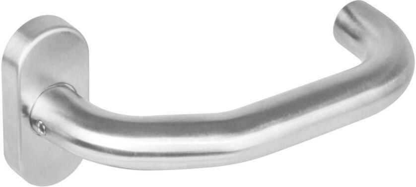 Intersteel Deurkruk 1236 verkropt op rozet ovaal staal dubbel geveerd RVS