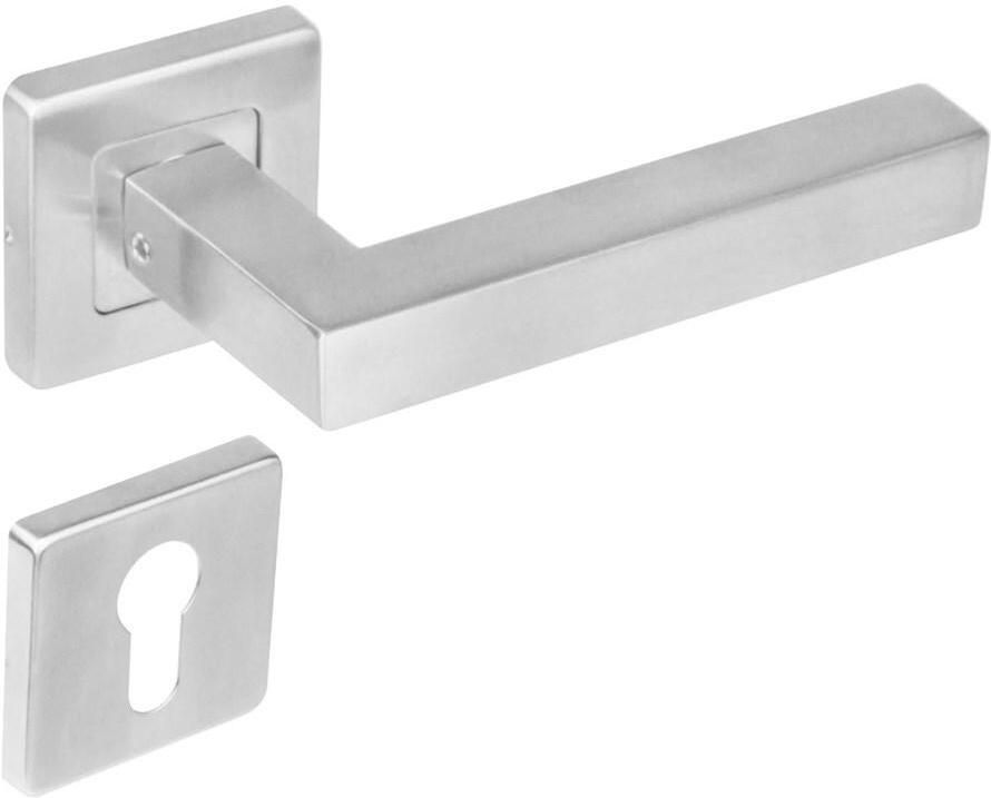 Intersteel Deurkruk 1249 Vierkant op rozet vierkant met profielcilindergat plaatjes RVS