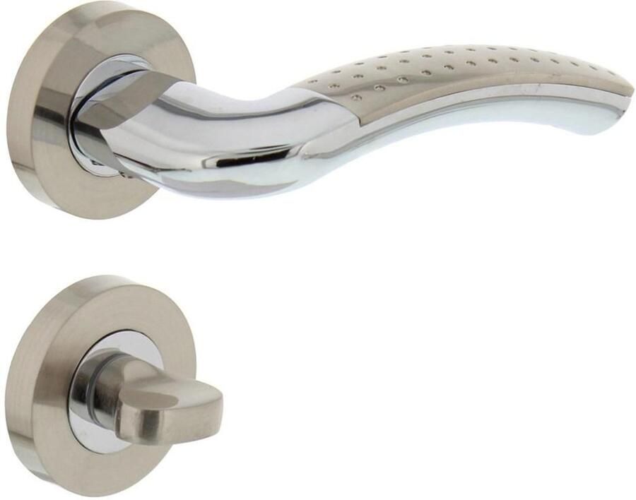 Intersteel Deurkruk 1688 Sharon op rond rozet 7mm nokken met WC8mm chroom nikkel mat