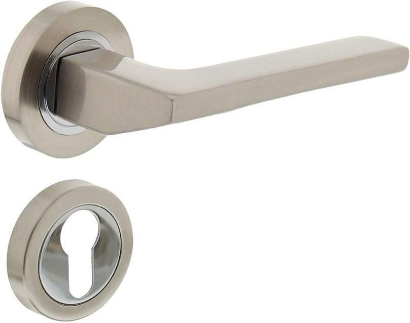 Intersteel Deurkruk 1705 Ben op rond rozet 7mm nokken met PC plaatjes chroom nikkel mat