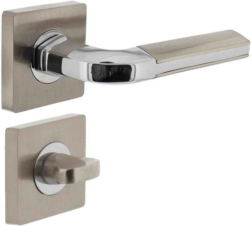 Intersteel Deurkruk 1718 Amber op vierkante rozet 7mm nokken met WC6mm chroom nikkel mat