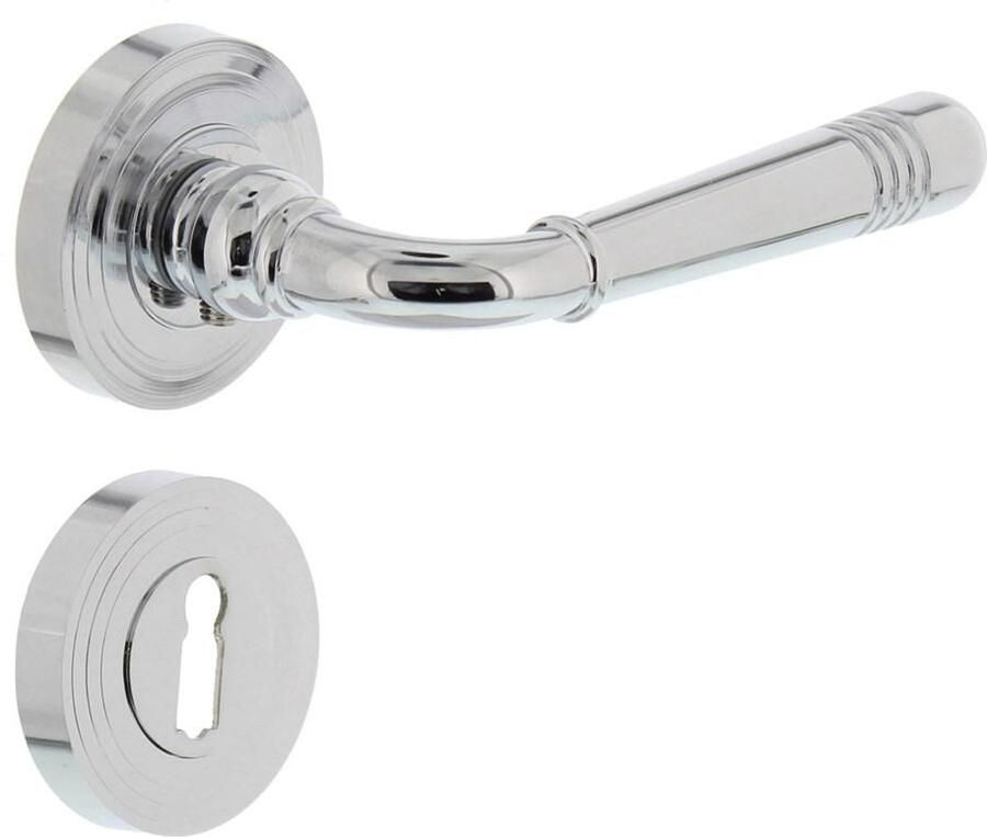 Intersteel Deurkruk 1725 Emily op rond rozet 7mm nokken met sleutelgat plaatjes chroom