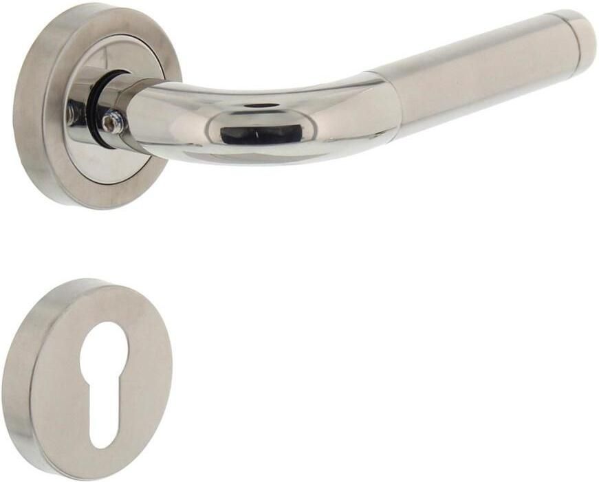 Intersteel Deurkruk Agatha met geveerde rozet met profielcilindergat plaatjes ATP RVS