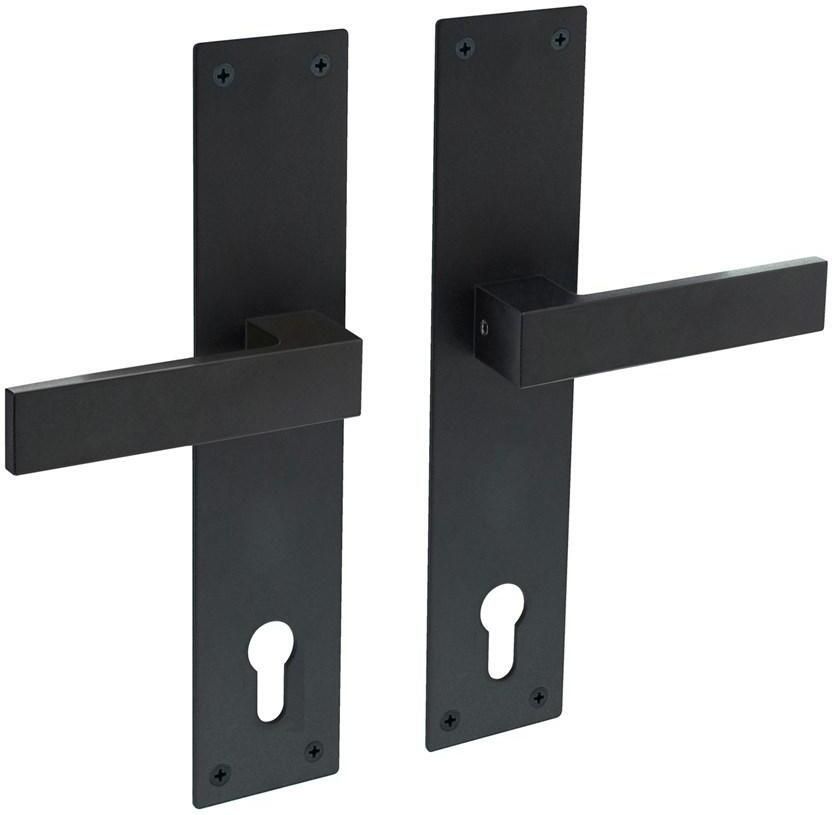 Intersteel Deurkruk Amsterdam met schild 250x55x2mm profielcilindergat 110mm zwart