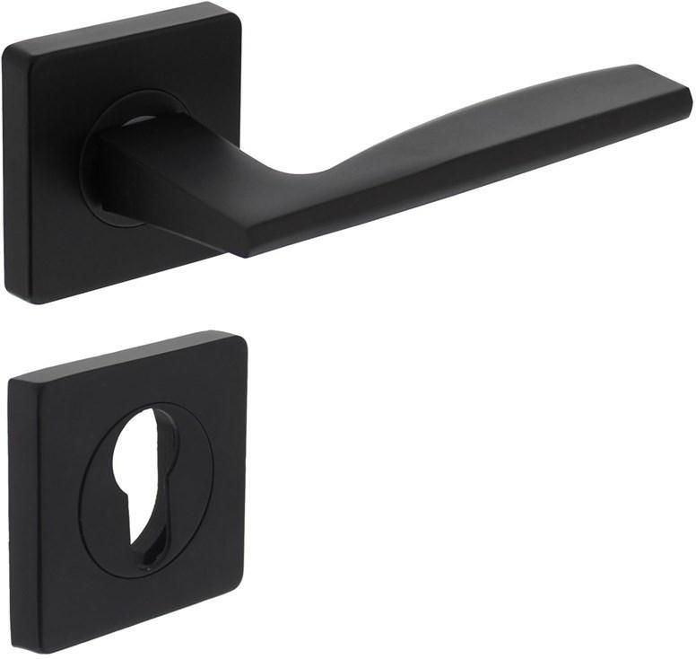Intersteel Deurkruk Apollo op vierkant rozet + nokken incl. profielcilinderplaatjes mat zwart