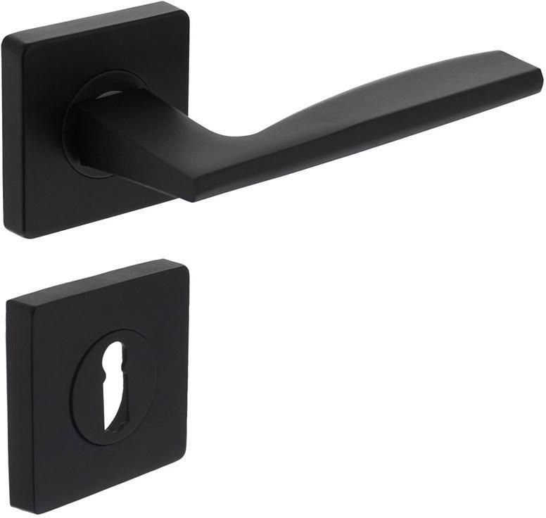 Intersteel Deurkruk Apollo op vierkant rozet + nokken incl. sleutelplaatjes mat zwart
