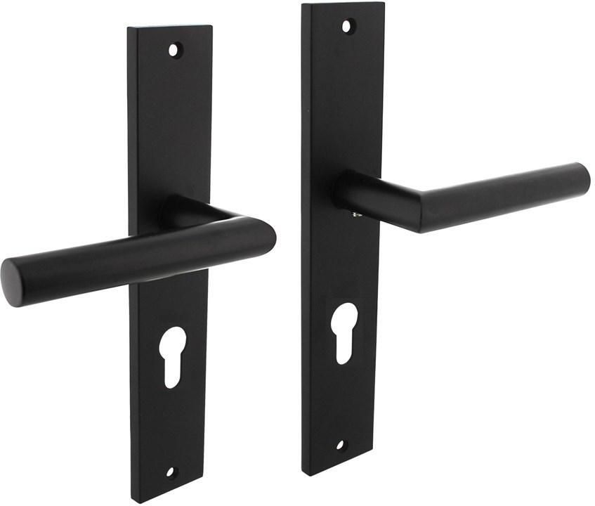 Intersteel Deurkruk Bastian op langschild 245x45mm profielcilindergat 72mm mat zwart