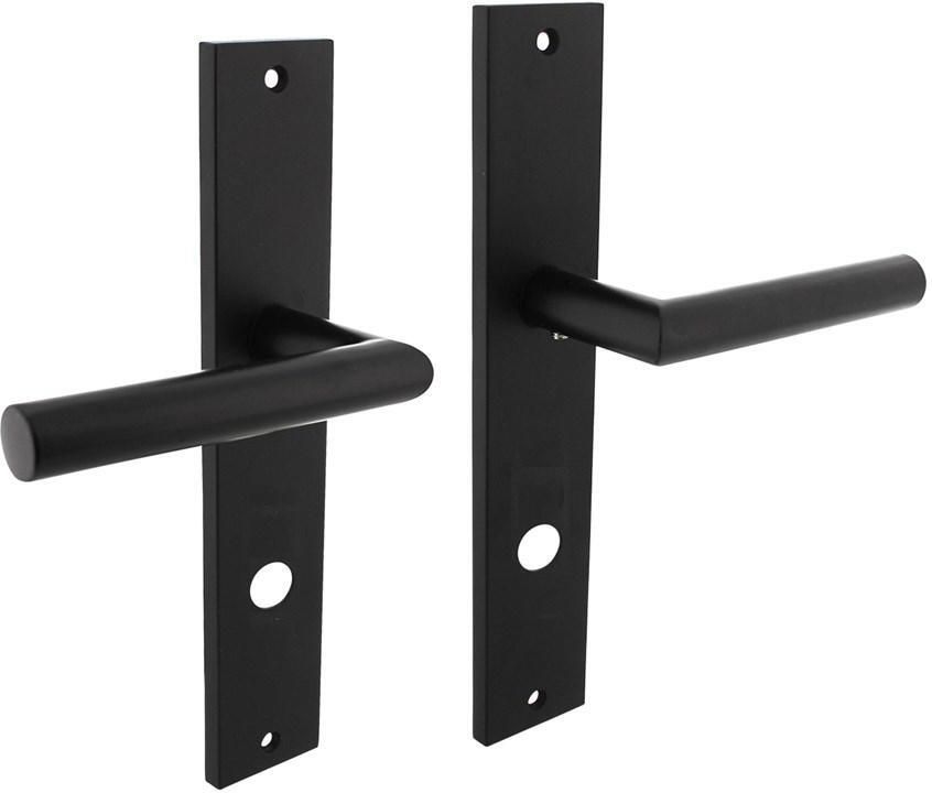 Intersteel Deurkruk Bastian op langschild 245x45mm rondcilindergat 78mm mat zwart