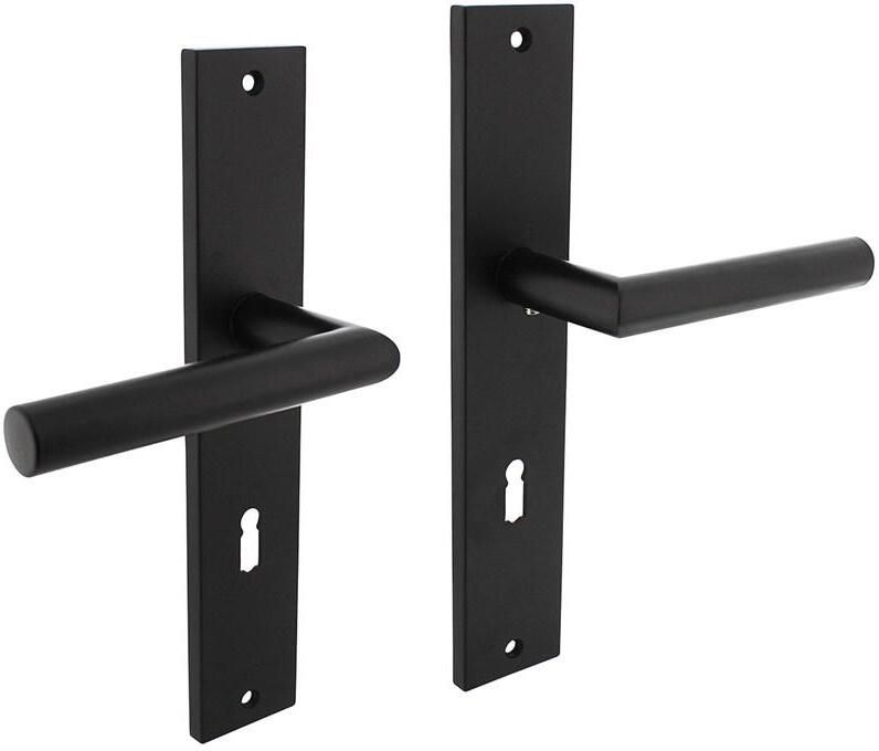 Intersteel Deurkruk Bastian op langschild 245x45mm sleutelgat 72mm mat zwart