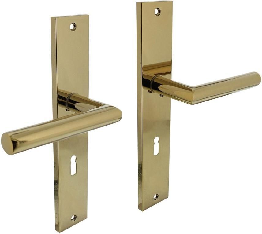 Intersteel Deurkruk Bastian op langschild 245x45mm sleutelgat 72mm PVD messingkleur