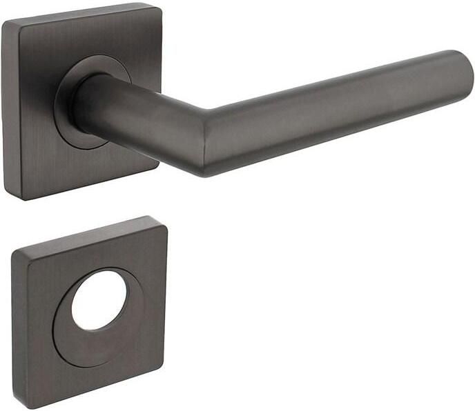 Intersteel Deurkruk Bastian op rozet verdekt 55x55x10mm met nokken en rondcilinderrozetten antraciet grijs