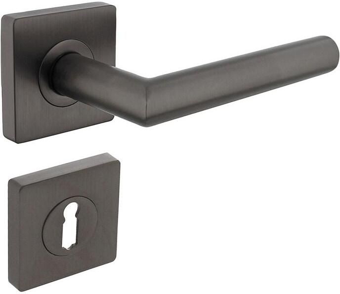 Intersteel Deurkruk Bastian op rozet verdekt 55x55x10mm met nokken en sleutelrozetten antraciet grijs
