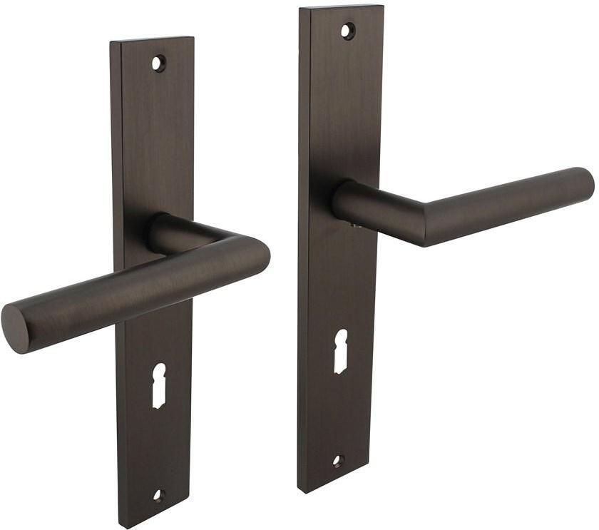 Intersteel Deurkruk Bastian op schild rechthoekig 245x45mm sleutelgat 72mm antraciet grijs