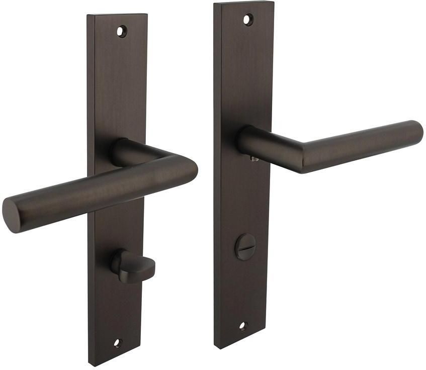 Intersteel Deurkruk Bastian op schild rechthoekig 245x45mm wc 78 8mm antraciet grijs